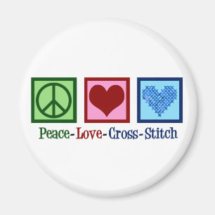 Aimant Peace Love Cross Stitch