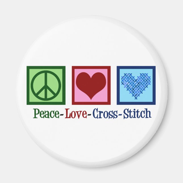 Aimant Peace Love Cross Stitch (Devant)