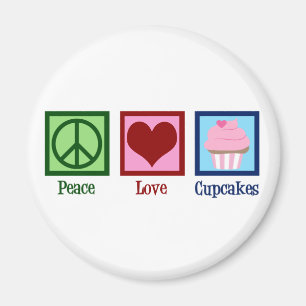 Aimant Peace Love Cupcakes Cute Baker