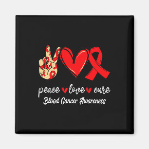Aimant Peace Love Cure Blood Cancer Red Ribbon Sensibilis