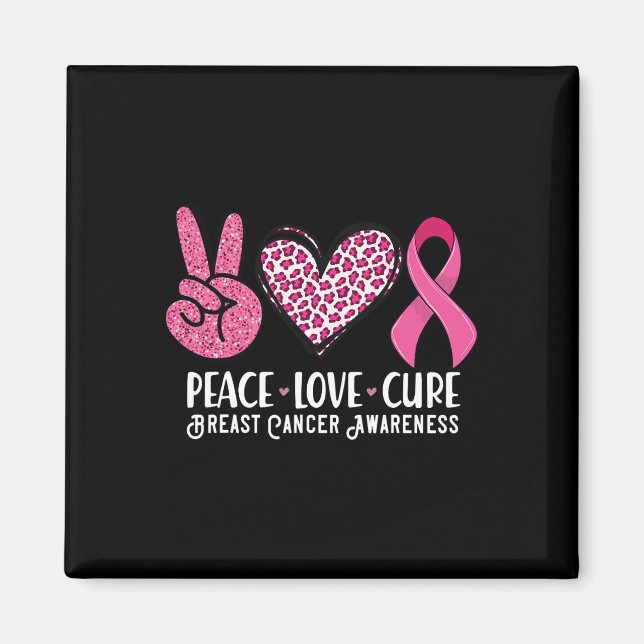 Aimant Peace Love Cure Breast Cancer Sensibilisation Guer (Devant)