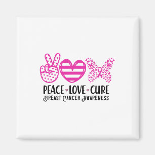 Aimant Peace Love Cure Breast Cancer Sensibilisation Guer