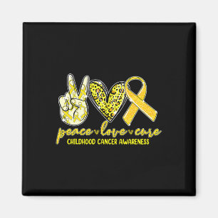 Aimant Peace Love Cure Chilhood Cancer Awareness Leopart