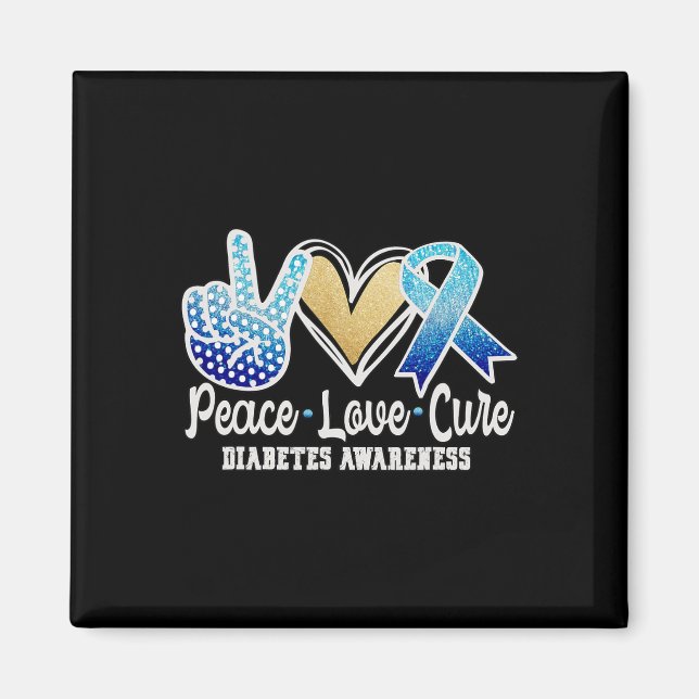 Aimant Peace Love Cure Diabète Sensibilisation (Devant)