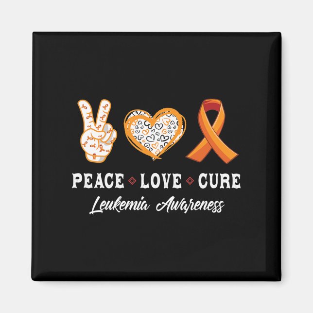 Aimant Peace Love cure Leukemia sensibilisation hommes fe (Devant)