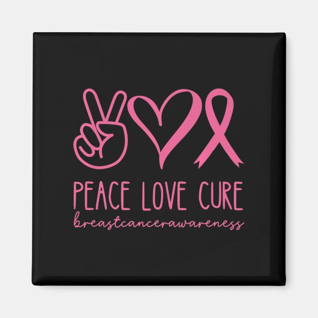 Aimant Peace Love Cure rose Ruban Guerrier Cancer du sein (Devant)