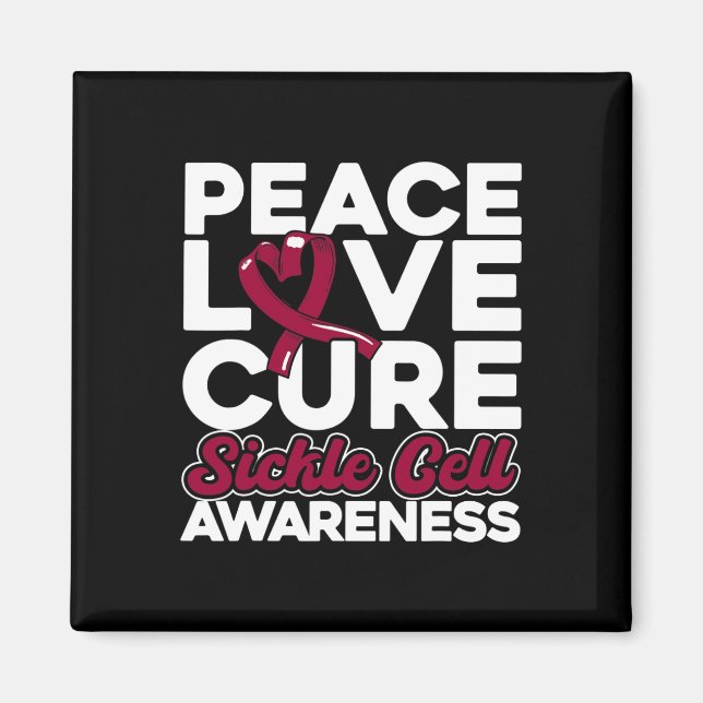 Aimant Peace Love Cure Sickle Cell Awareness 1 (Devant)