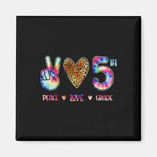 Aimant Peace Love Fifth Grade Squad Back To School Gift 