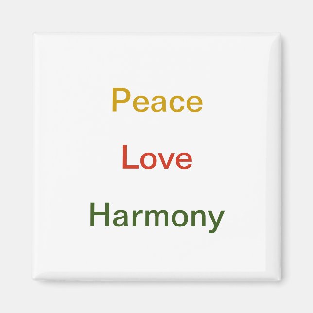 Aimant Peace Love Harmony or rouge vert (Devant)