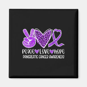 Aimant Peace Love Hope Leopard Purple Cancer Pancréatique