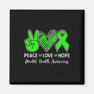 Aimant Peace Love Hope - Mois de sensibilisation à la san