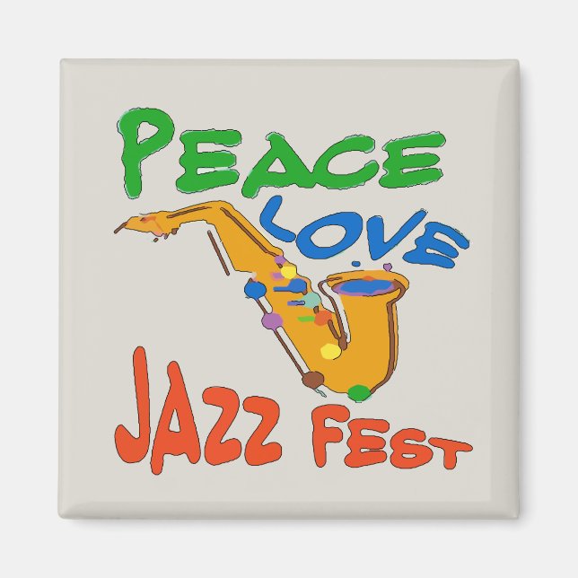 Aimant Peace Love Jazz Fest Sax (Devant)