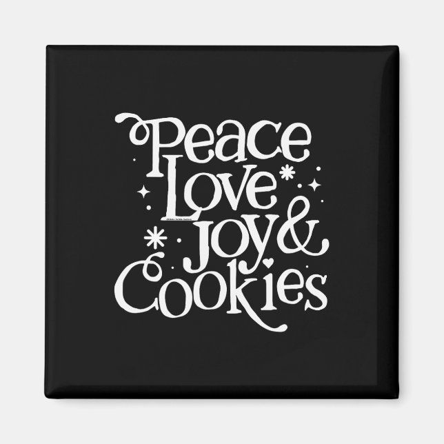 Aimant Peace Love Joy Et Cookies Noël (Devant)
