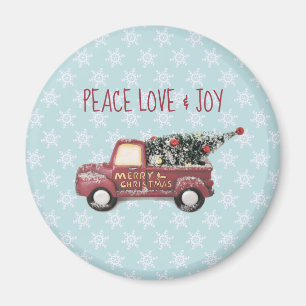 Aimant Peace Love & Joy Toy Camion Joyeux Noël