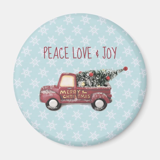 Aimant Peace Love & Joy Toy Camion Joyeux Noël (Devant)