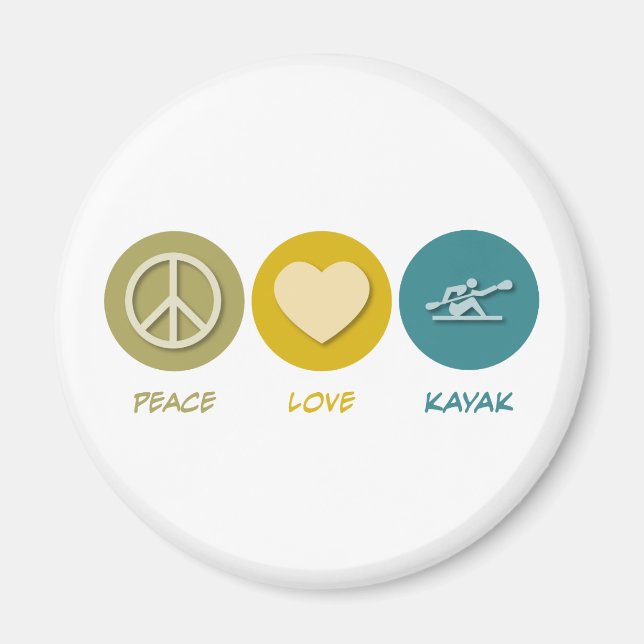 Aimant Peace Love Kayak (Devant)