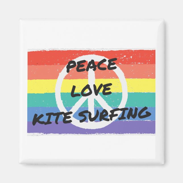 Aimant Peace. Love. Kite surfing (Devant)