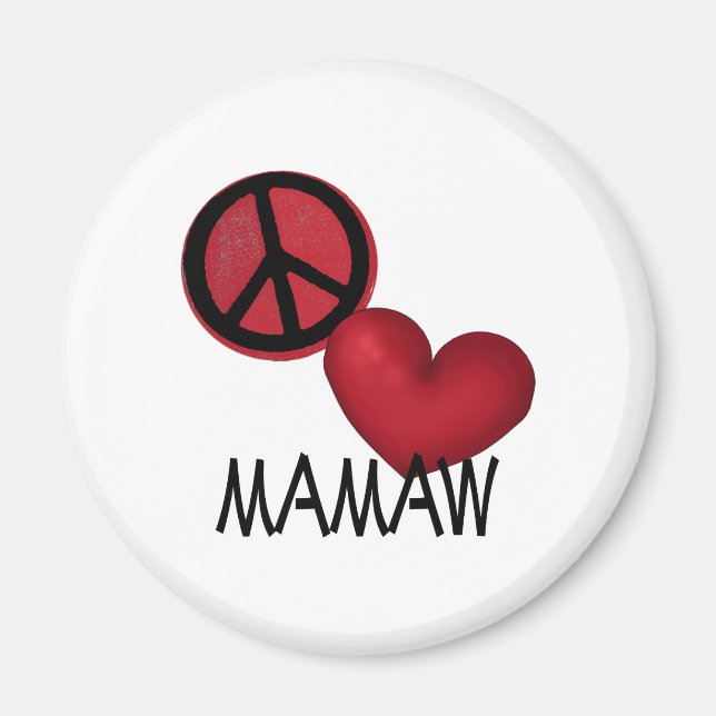 Aimant Peace Love Mamaw (Devant)