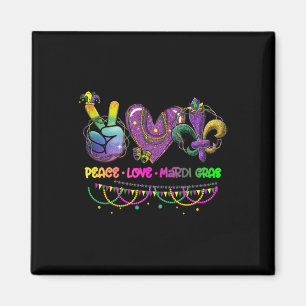 Aimant Peace Love Mardi Gras Beads Carnival Parade Nouvea