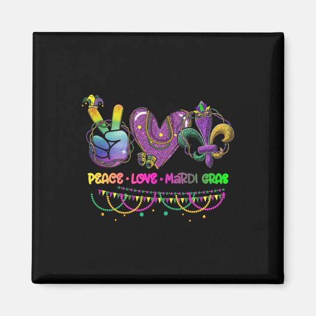 Aimant Peace Love Mardi Gras Beads Carnival Parade Nouvea (Devant)