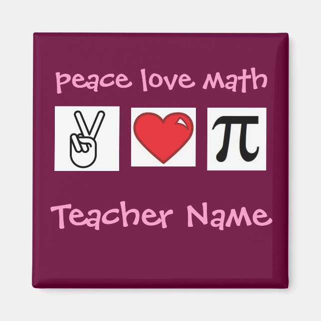 Aimant Peace Love Math Professeur de mathématiques person (Devant)