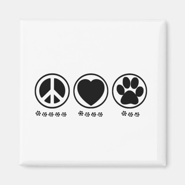 Aimant Peace Love Paw (Devant)