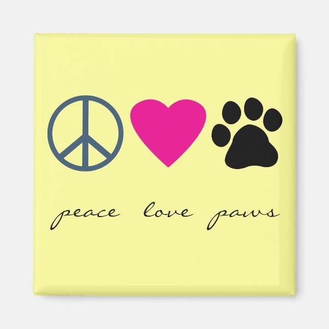 Aimant Peace Love Paws (Devant)