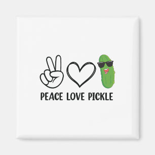 Aimant Peace Love Pickle Dancing Cucumber Pickle Food Squ