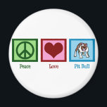 Aimant Peace Love Pit Bull<br><div class="desc">Un signe de paix vert,  coeur rouge et pitbull mignon. J'adore ces chiens amusants. Grand cadeau pour un propriétaire de pit bull.</div>
