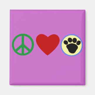 Aimant Peace Love Puppy Paws T-shirts, Cadeaux