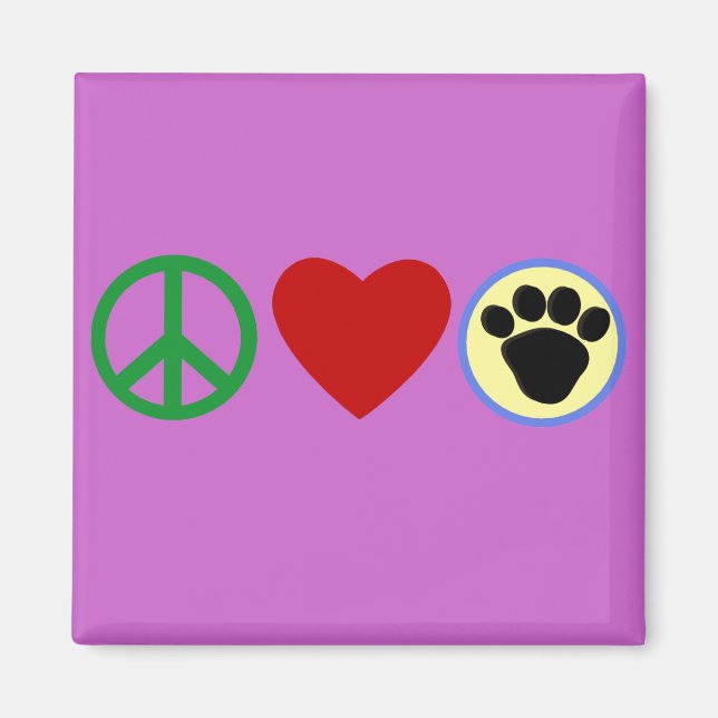 Aimant Peace Love Puppy Paws T-shirts, Cadeaux (Devant)