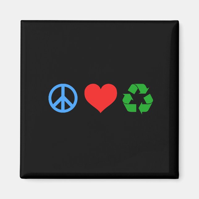 Aimant Peace Love Recycle (Devant)