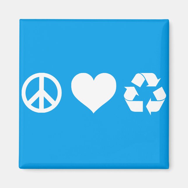 Aimant Peace Love Recycle (Devant)