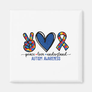 Aimant Peace Love Ribbon Sensibilisation sur l'autisme Ac