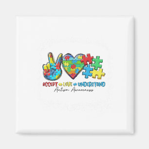 Aimant Peace Love Ribbon Sensibilisation sur l'autisme Ac
