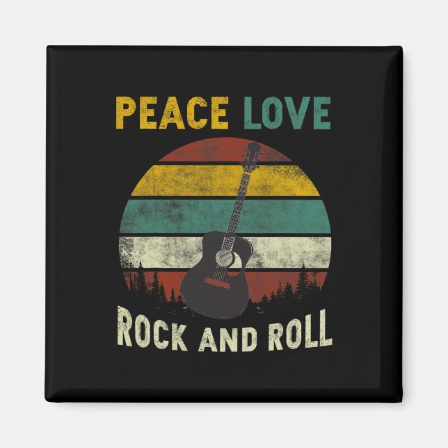 Aimant Peace Love Rock &amp; Roll Guitare Player Guitaris (Devant)