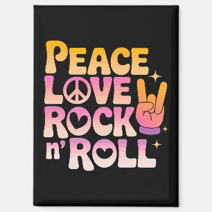 Aimant Peace Love Rock n Roll - Typographie inspirée par 