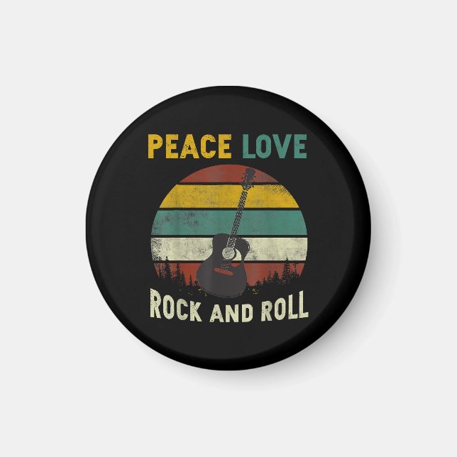 Aimant Peace Love & Rock & Roll Guitare Player Guitariste (Devant)