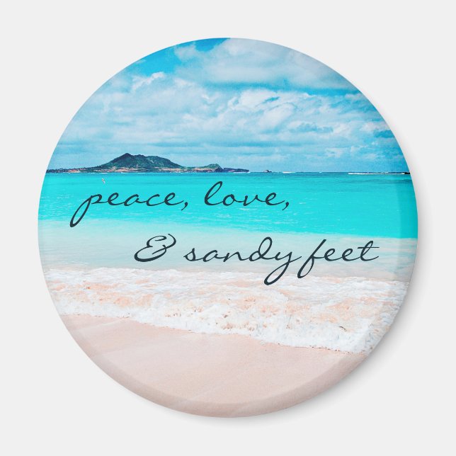 Aimant Peace Love Sandy Feet Hawaii Tropical Beach Photo (Devant)