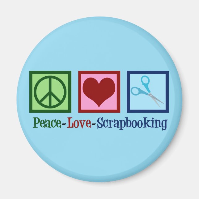 Aimant Peace Love Scrapbooking (Devant)