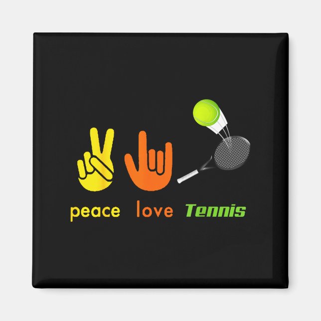 Aimant Peace Love Tennis Funny Tennis Lovers Hand Sign De (Devant)