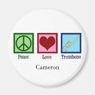 Aimant Peace Love Trombone Player Cute Custom