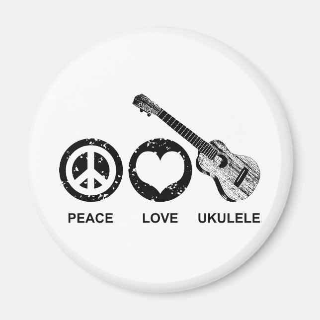 Aimant Peace Love Ukulele (Devant)