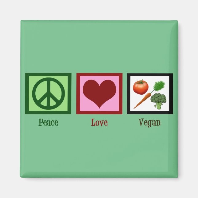 Aimant Peace Love Vegan (Devant)
