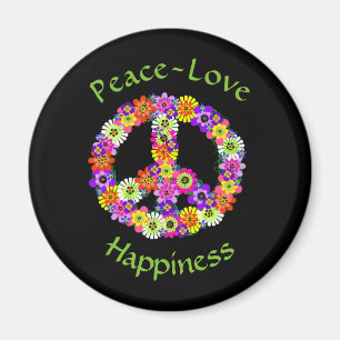 Aimant Peace Sign Floral Peace Love Happiness