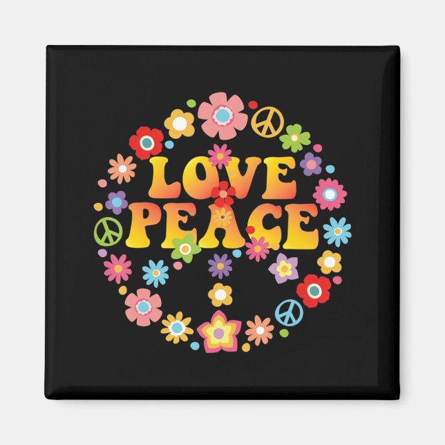Aimant PEACE SIGN LOVE 60s 70s Tie Costume hippie (Devant)