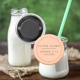 Aimant Peach Bilingue Lactose Allergy Alert Espagnol