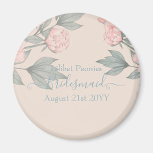 Aimant Peach Peonies Sage Floral Budget Mariage
