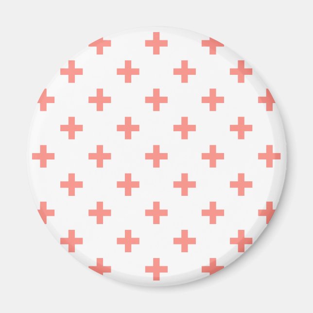 Aimant Peach polka croise sur blanc (Devant)