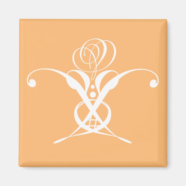 Aimant Peach Retro White Flourd Rose (Devant)